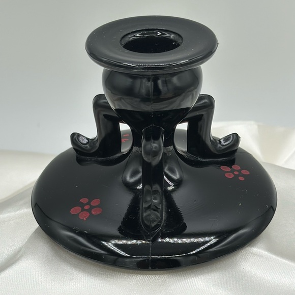 Vintage Black Depression Glass Art Deco Footed Candle Stick Holder - Picture 1 of 3